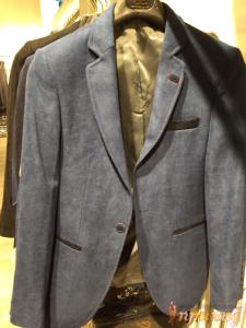 Пиджак серо-синий на одной пуговице ZARA