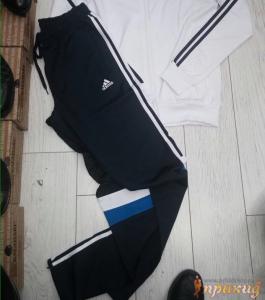Спортивный костюм ADIDAS с белой курткой и черными брюками